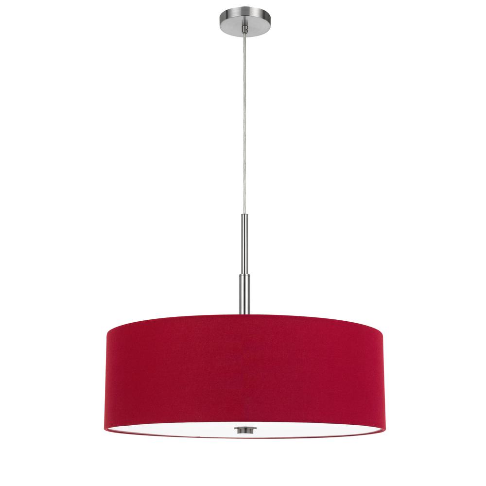 60W X 4 Lonoke Pendant Fixture With Hardback Drum Shade, Maroon By Cal Lighting | Chandeliers | Moidshstore - 3