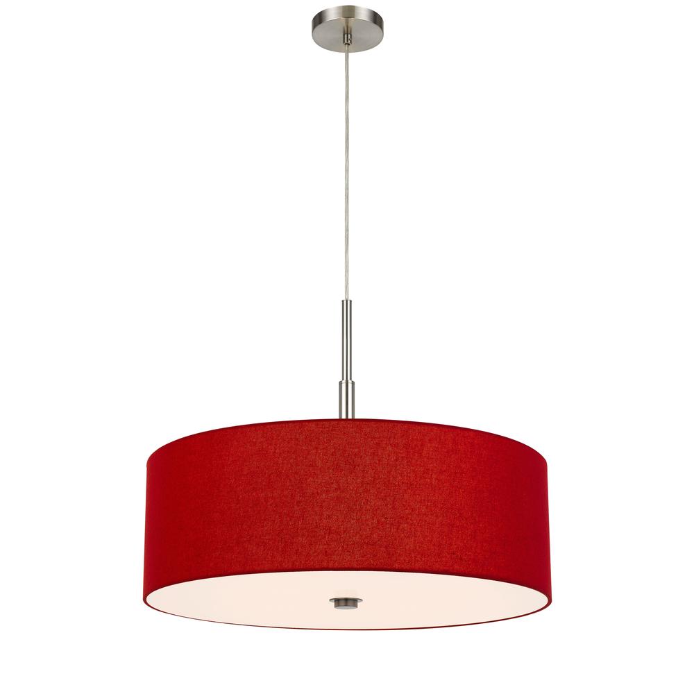 60W X 4 Lonoke Pendant Fixture With Hardback Drum Shade, Maroon By Cal Lighting | Chandeliers | Moidshstore - 2