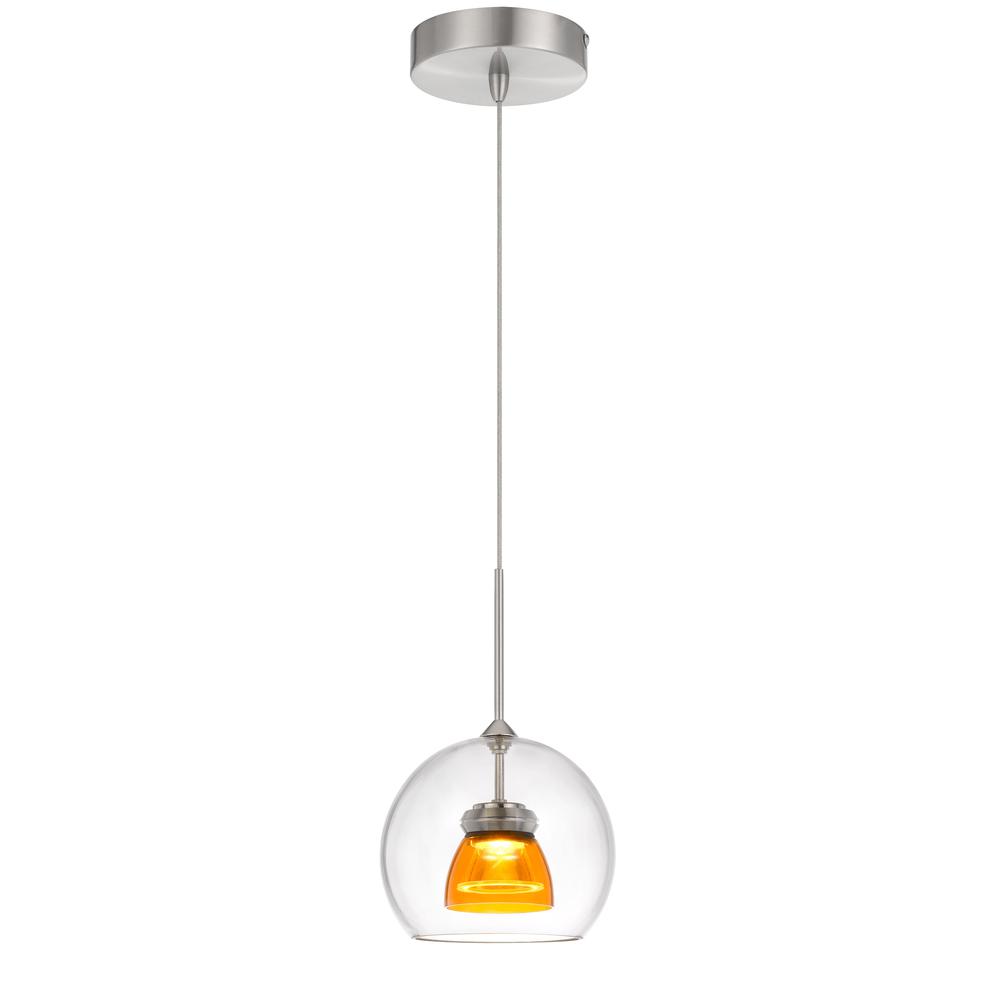 Integrated Dimmable Led Double Glass Mini Pendant Light. 6W, 450 Lumen, 3000K In Clear Yellow By Cal Lighting | Pendant Lamps | Moidshstore - 2