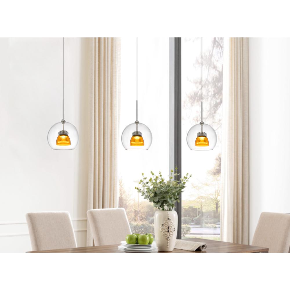 Integrated Dimmable Led Double Glass Mini Pendant Light. 6W, 450 Lumen, 3000K In Clear Yellow By Cal Lighting | Pendant Lamps | Moidshstore - 3