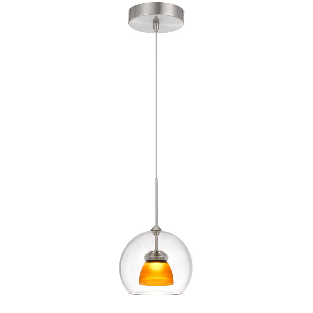 Integrated Dimmable Led Double Glass Mini Pendant Light. 6W, 450 Lumen, 3000K In Frosted Yellow By Cal Lighting | Pendant Lamps | Moidshstore - 2