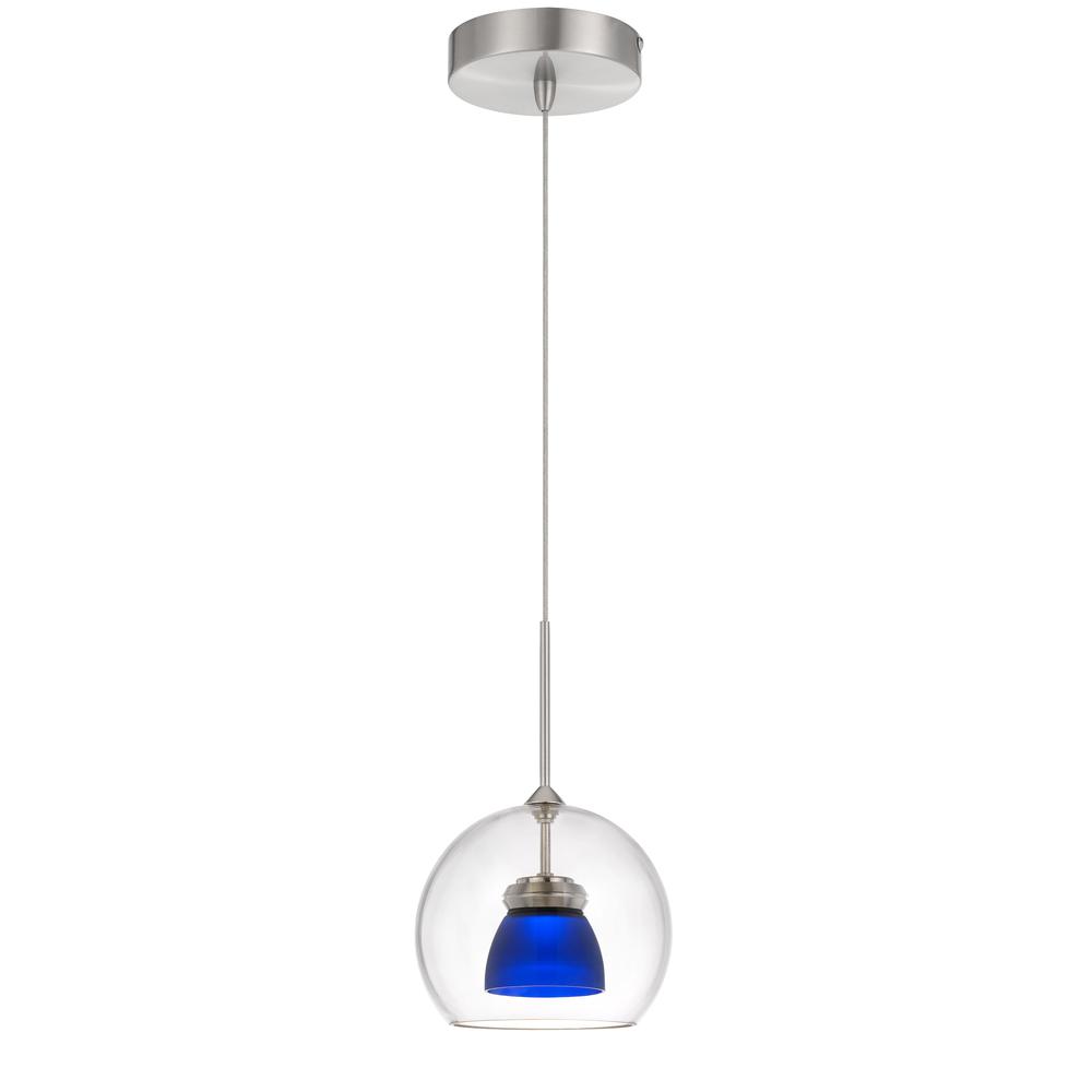 Integrated Dimmable Led Double Glass Mini Pendant Light. 6W, 450 Lumen, 3000K In Frosted Blue By Cal Lighting | Pendant Lamps | Moidshstore - 2