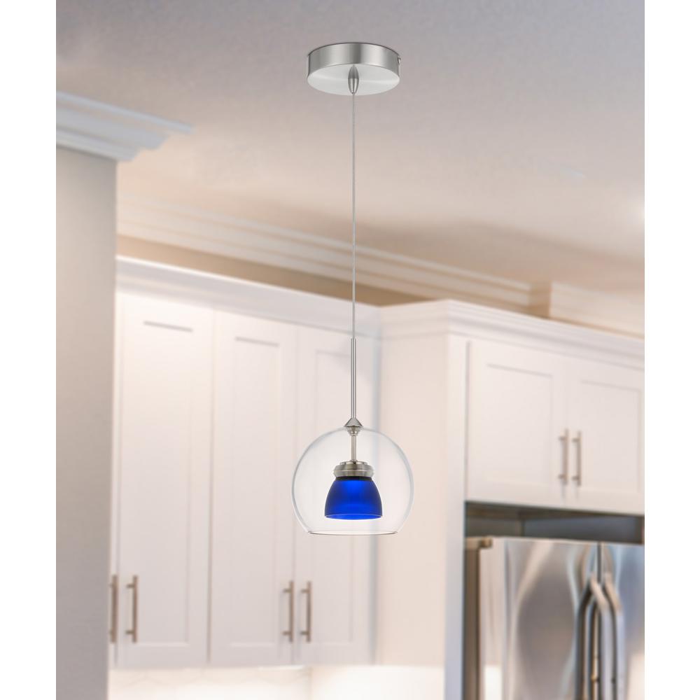 Integrated Dimmable Led Double Glass Mini Pendant Light. 6W, 450 Lumen, 3000K In Frosted Blue By Cal Lighting | Pendant Lamps | Moidshstore - 3