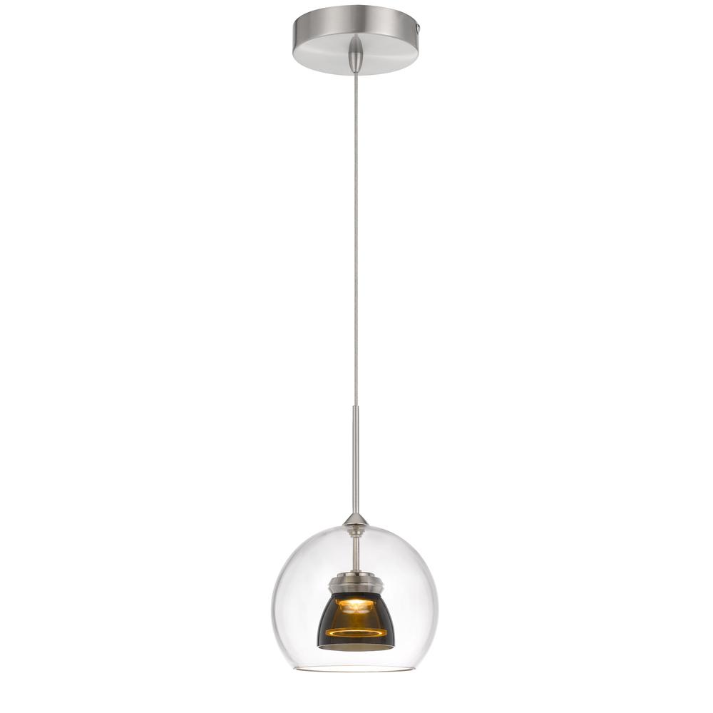 Integrated Dimmable Led Double Glass Mini Pendant Light. 6W, 450 Lumen, 3000K In Smoked By Cal Lighting | Pendant Lamps | Moidshstore - 2