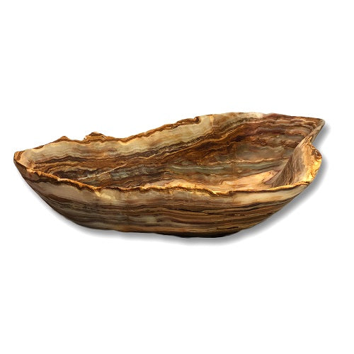 Raw Edge Onyx Bowl - Large- Amber/Tan/Grey-5