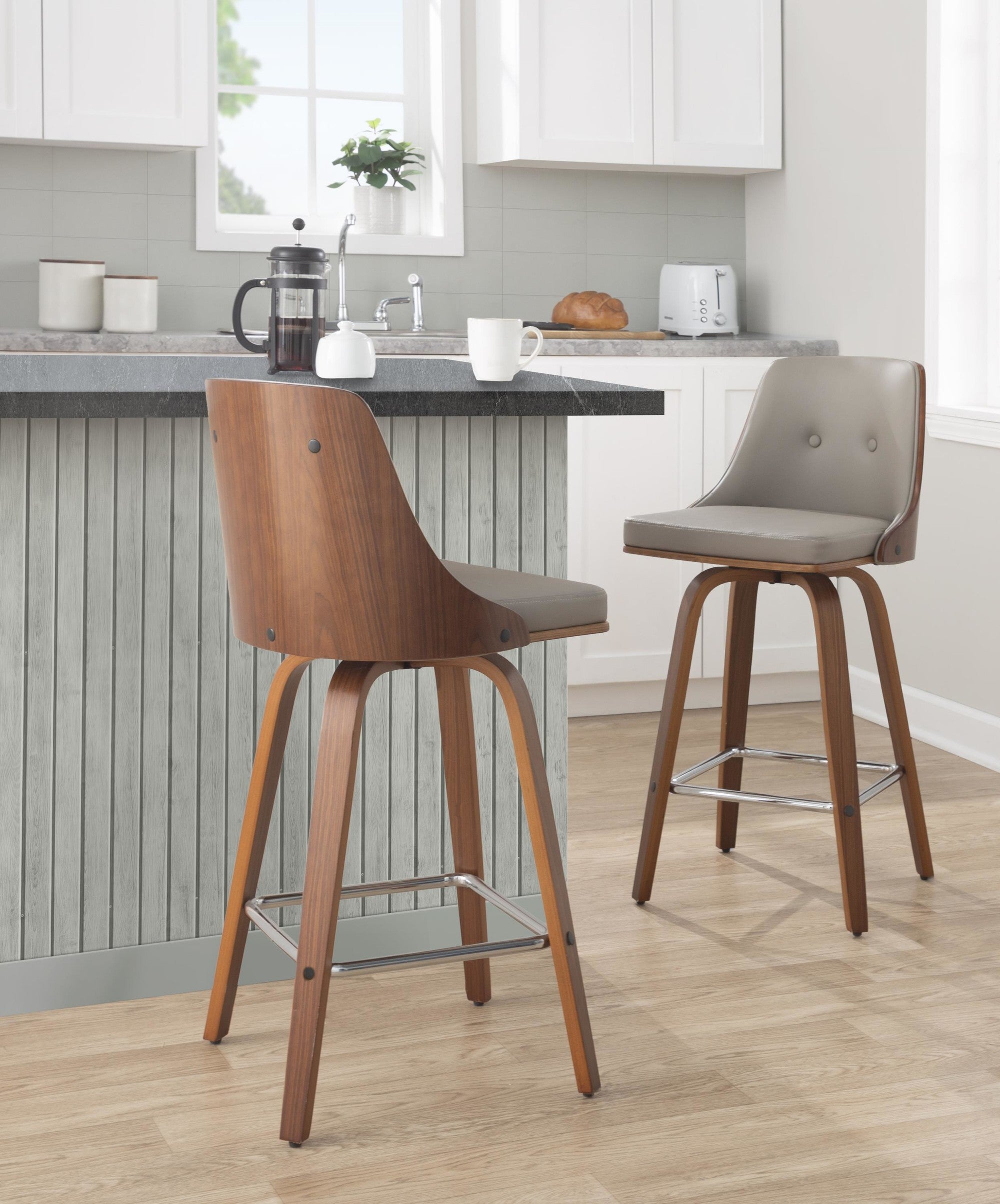 Walnut wood counter discount stool