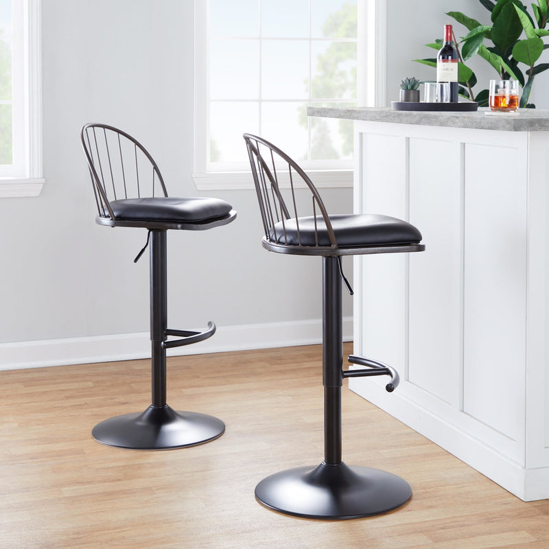 Riley Adjustable Barstool - Set of 2 Black By LumiSource | Bar Stools | Modishstore - 10