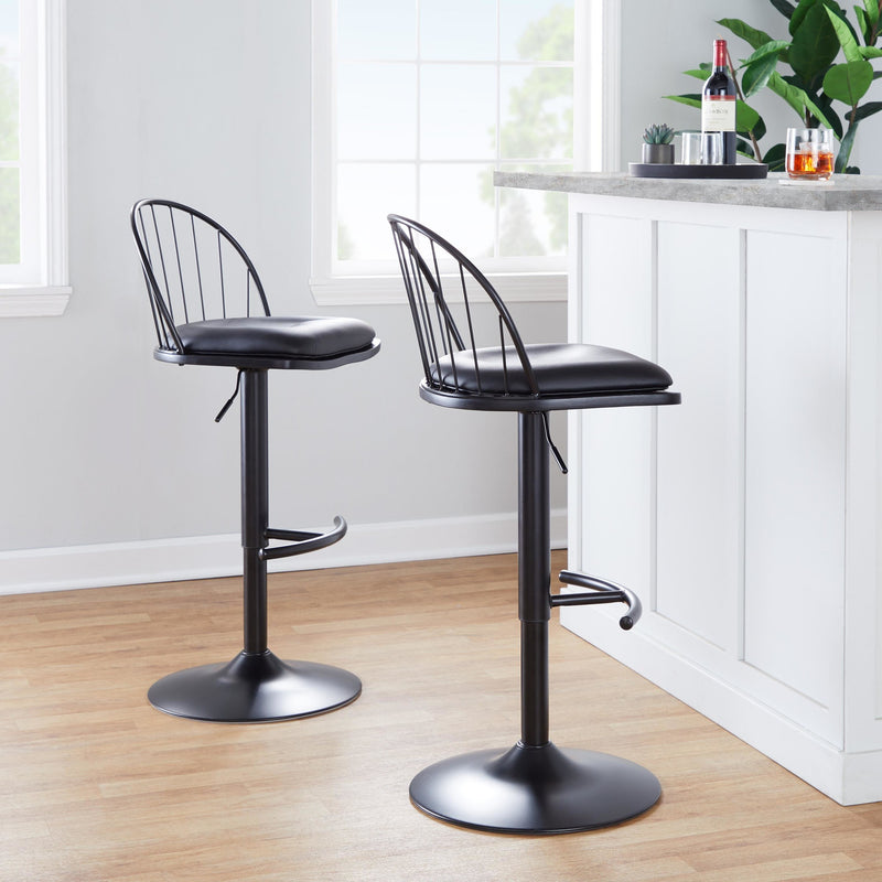 Riley Adjustable Barstool - Set of 2 Black By LumiSource | Bar Stools | Modishstore