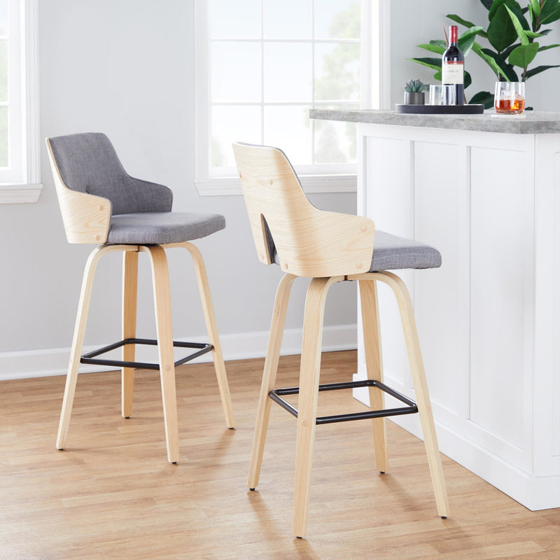 Stella 30" Fixed-Height Barstool - Set of 2 Cream By LumiSource | Bar Stools | Modishstore - 9