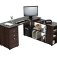 Espresso Finish 3 Drawer L Shape Computer Desk with Storage By Homeroots | Desks | Modishstore