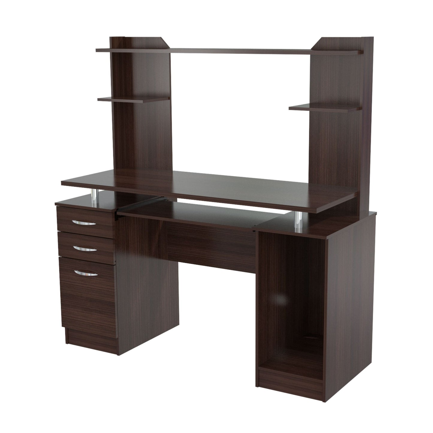 Espresso Finish Wood Computer Desk with Hutch By Homeroots | Desks | Modishstore - 2