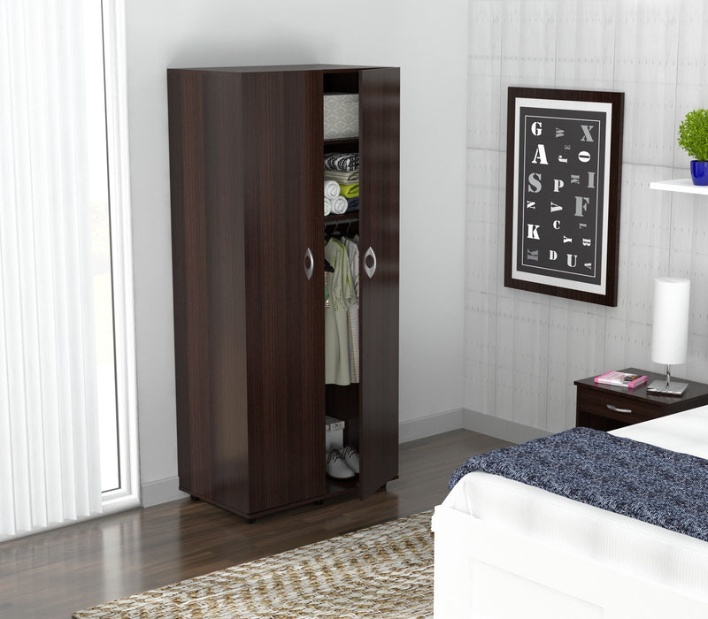 Espresso Finish Wood Wardrobe With Two Doors By Homeroots | Cabinets | Modishstore