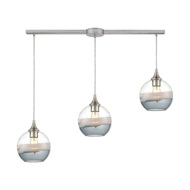 Sutter Creek 3-Light Linear Mini Pendant Fixture with Clear, Grey, and Smoke Seedy Glass ELK Lighting | Pendant Lamps | Modishstore