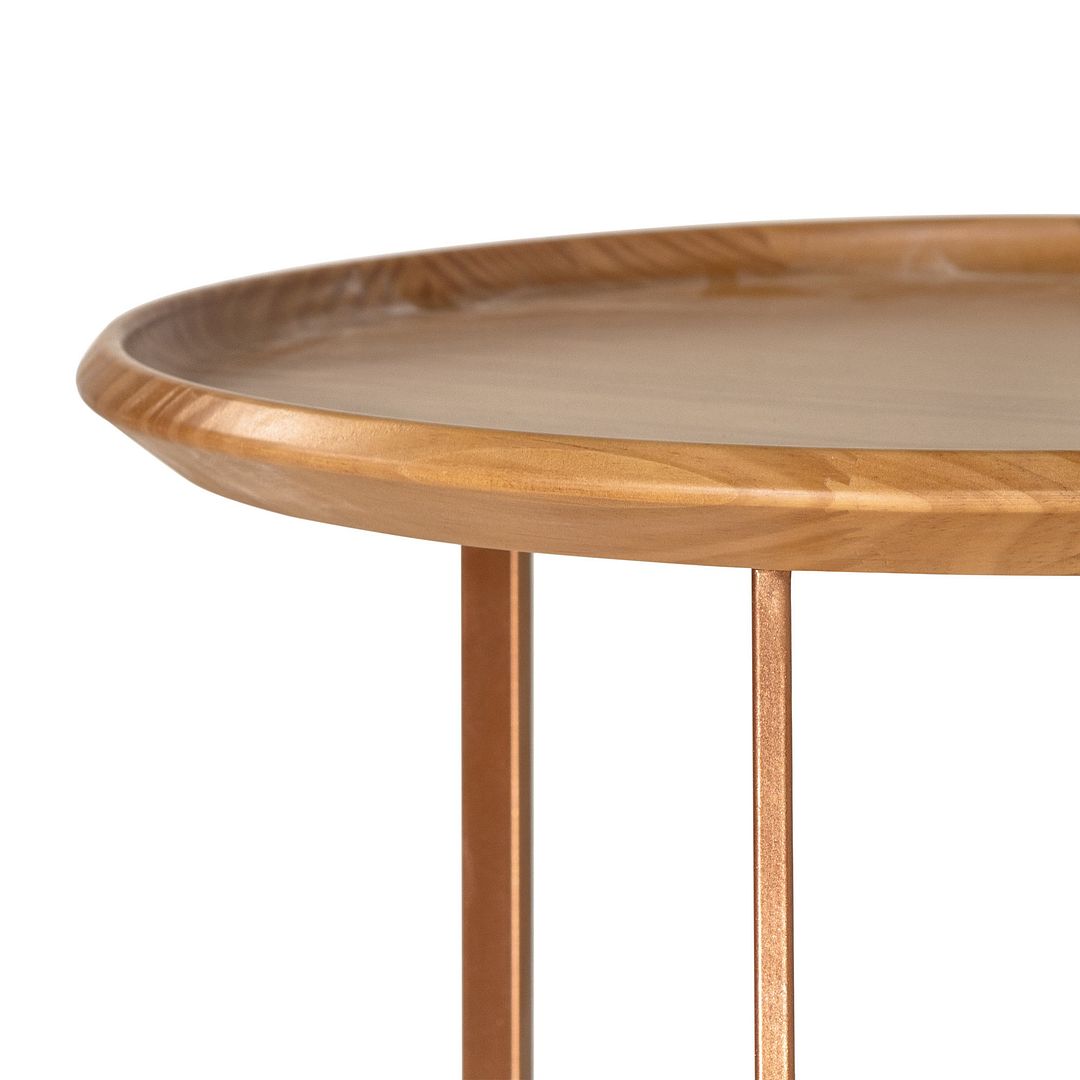 Manhattan Comfort Knickerbocker 19.29 Modern Round End Table with Steel Base in Cinnamon | End Tables | Modishstore-2