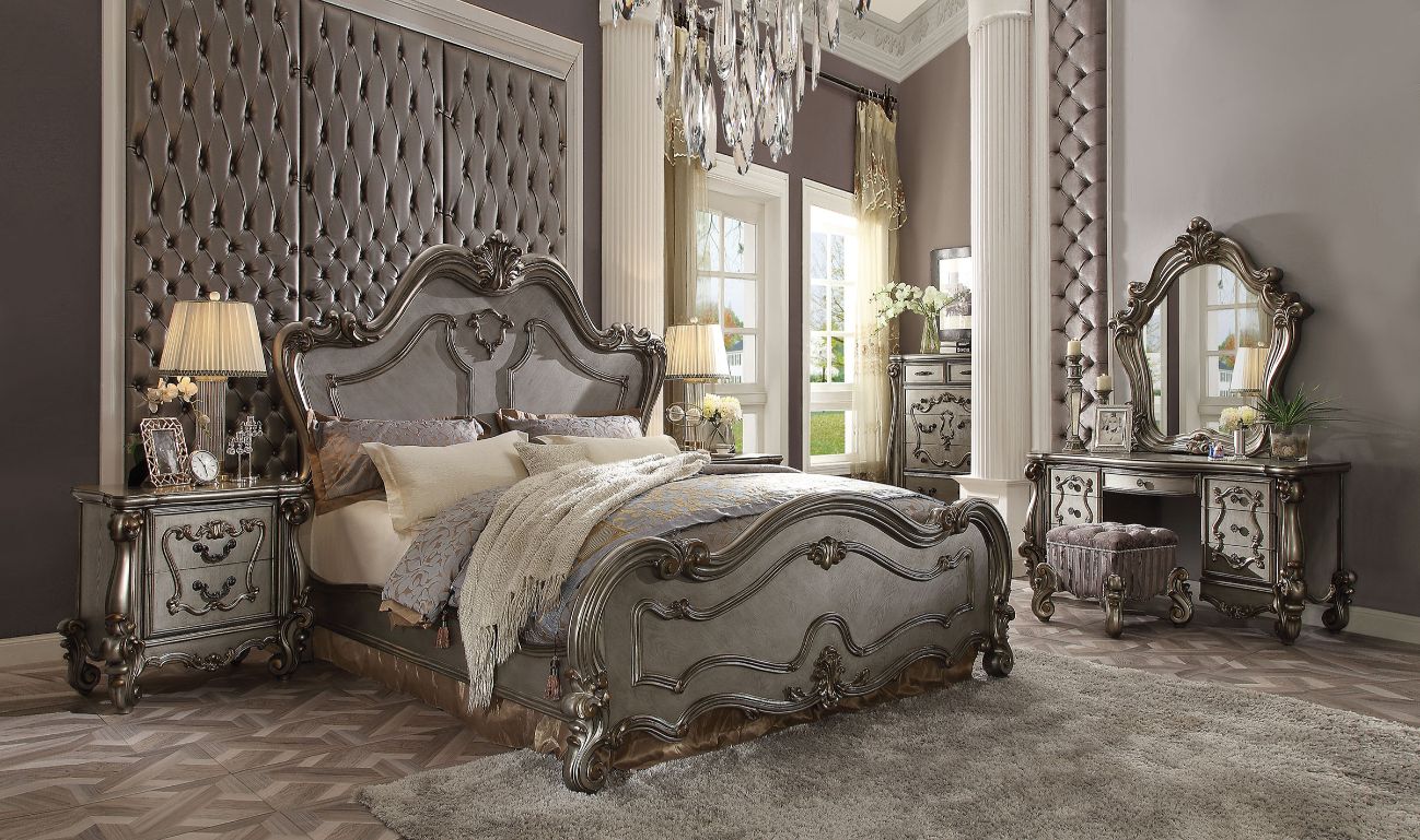 Louis Philippe III Sleigh Bed (Platinum) by Acme Furniture