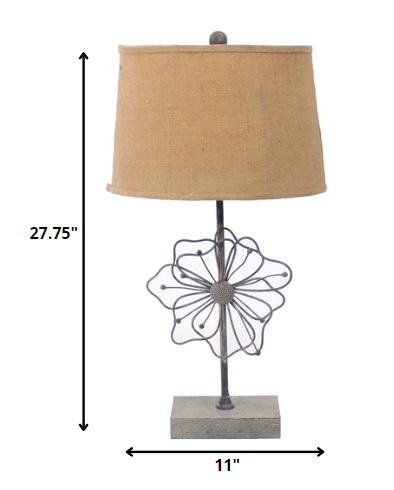 Tan Country Cottage with Blooming Flower Pedestal - Table Lamp By Homeroots | Table Lamps | Modishstore - 5