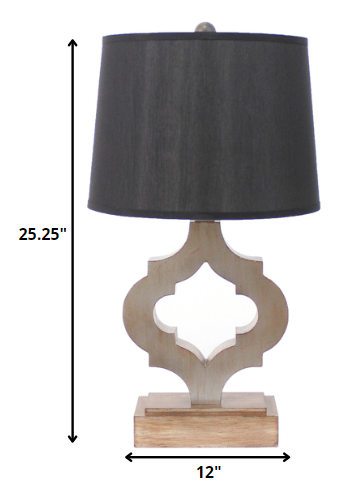 Black Traditional Wooden Linen Shade - Table Lamp By Homeroots | Table Lamps | Modishstore - 5