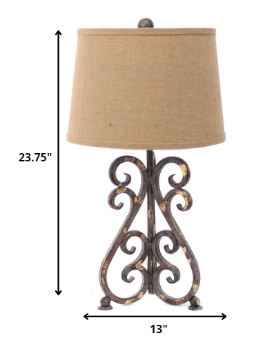 Bronze Vintage Metal Khaki Linen Shade - Table Lamp | Table Lamps | Modishstore - 5