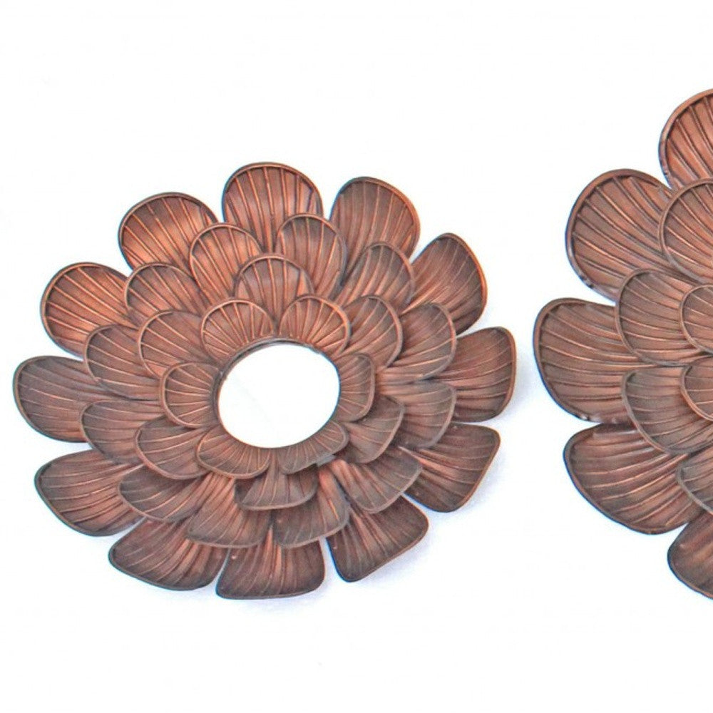 Copper 3 Piece Vintage Blooming Flower Metal - Wall Mirror By Homeroots | Mirrors | Modishstore - 4