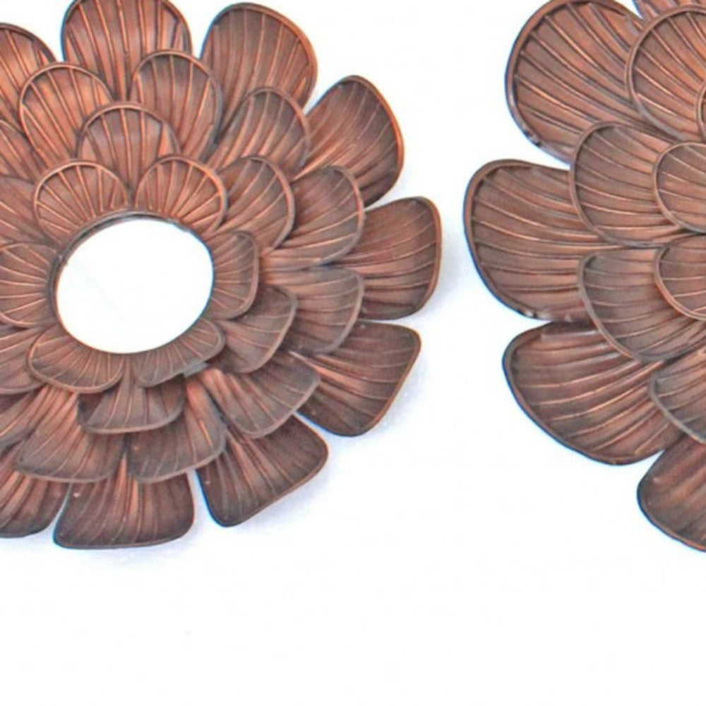 Copper 3 Piece Vintage Blooming Flower Metal - Wall Mirror By Homeroots | Mirrors | Modishstore - 5