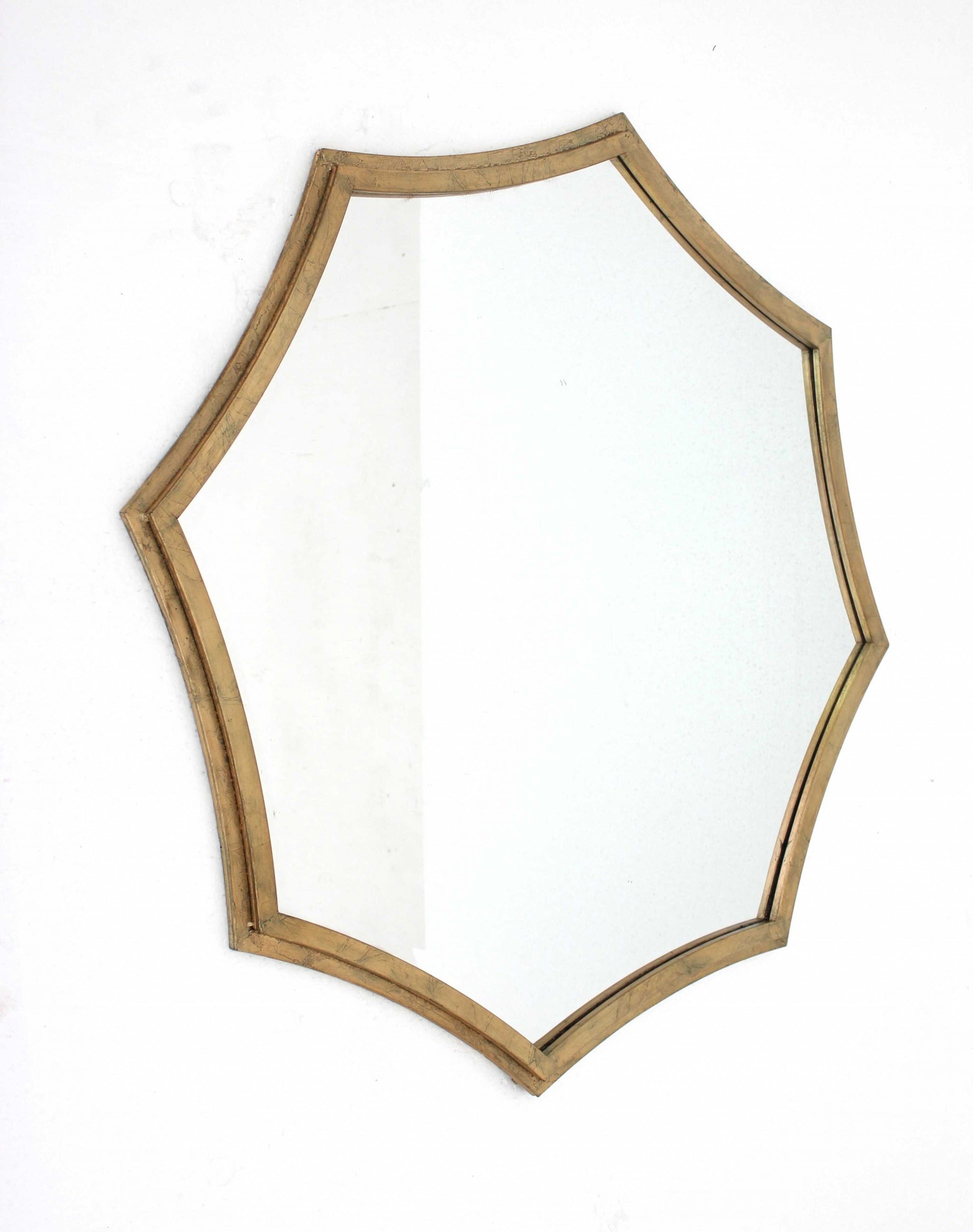 Gold Curved Hexagon Frame Cosmetic Mirror By Homeroots | Mirrors | Modishstore - 3