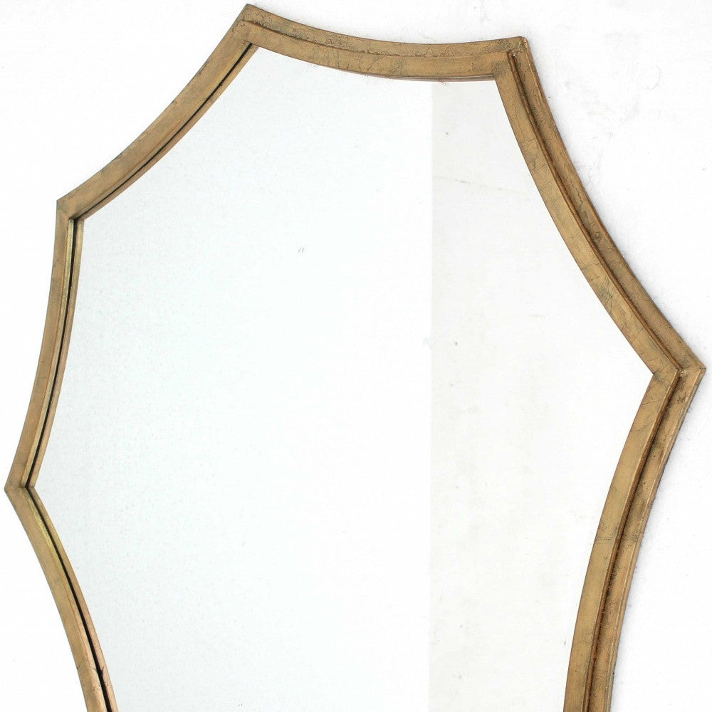 Gold Curved Hexagon Frame Cosmetic Mirror By Homeroots | Mirrors | Modishstore - 4