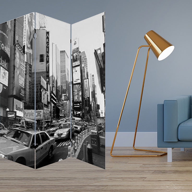 Multi Color Wood Canvas New York City Screen By Homeroots | Room Dividers | Modishstore