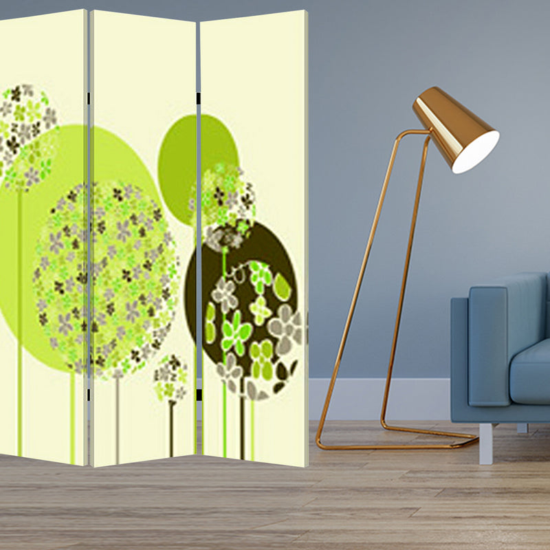 Multi Color Wood Canvas Floral Buds Screen By Homeroots | Room Dividers | Modishstore