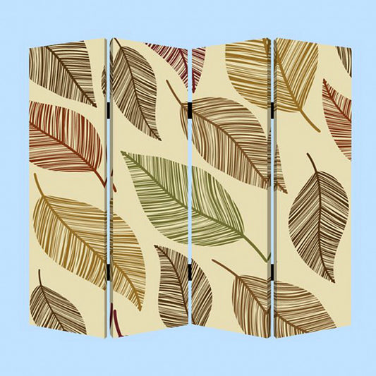 Multi Color Wood Canvas Perpetual Leaf Screen By Homeroots | Room Dividers | Modishstore