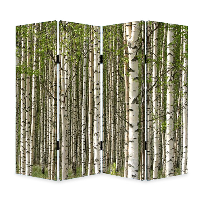 Multi Color Wood Canvas Prolific Forrest Screen By Homeroots | Room Dividers | Modishstore - 2