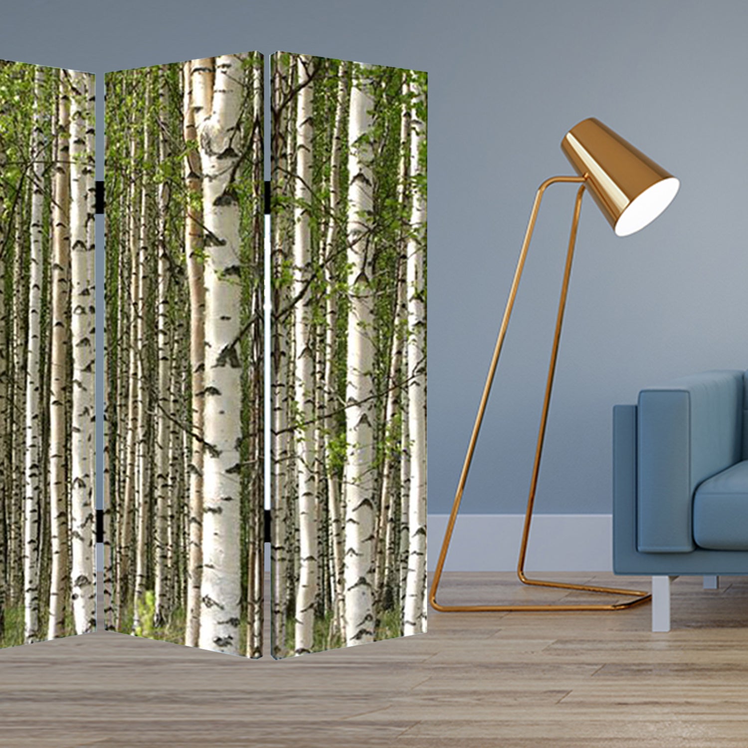 Multi Color Wood Canvas Prolific Forrest Screen By Homeroots | Room Dividers | Modishstore