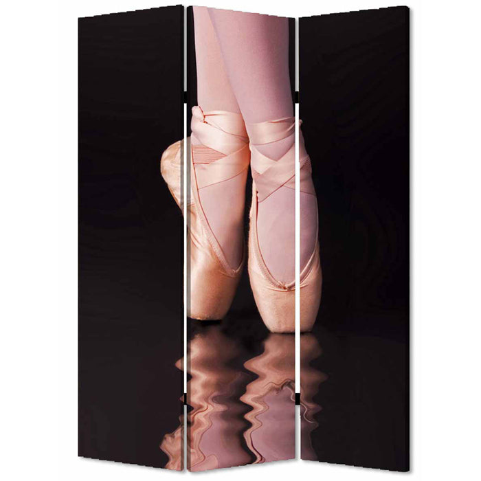 Multi Color Wood Canvas Ballet Screen By Homeroots | Room Dividers | Modishstore - 2