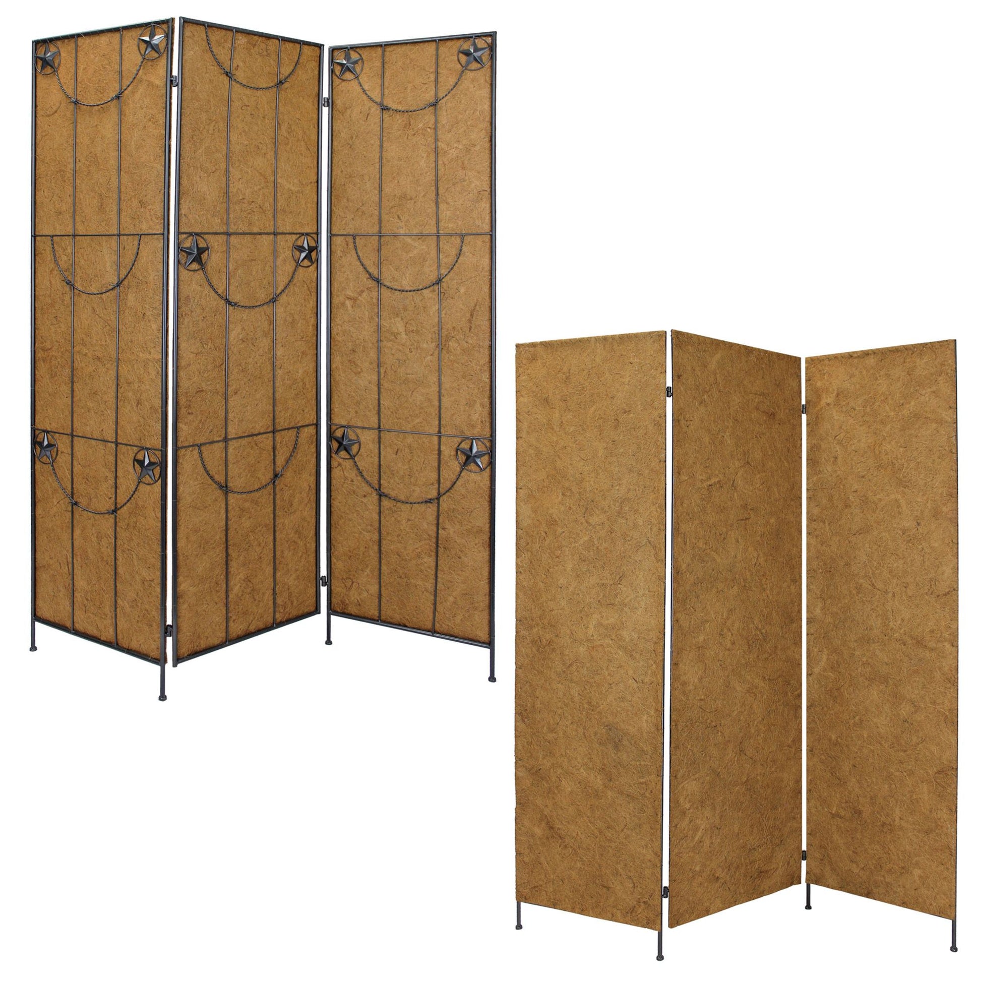 Brown Metal Lone Star - Screen By Homeroots | Room Dividers | Modishstore - 2