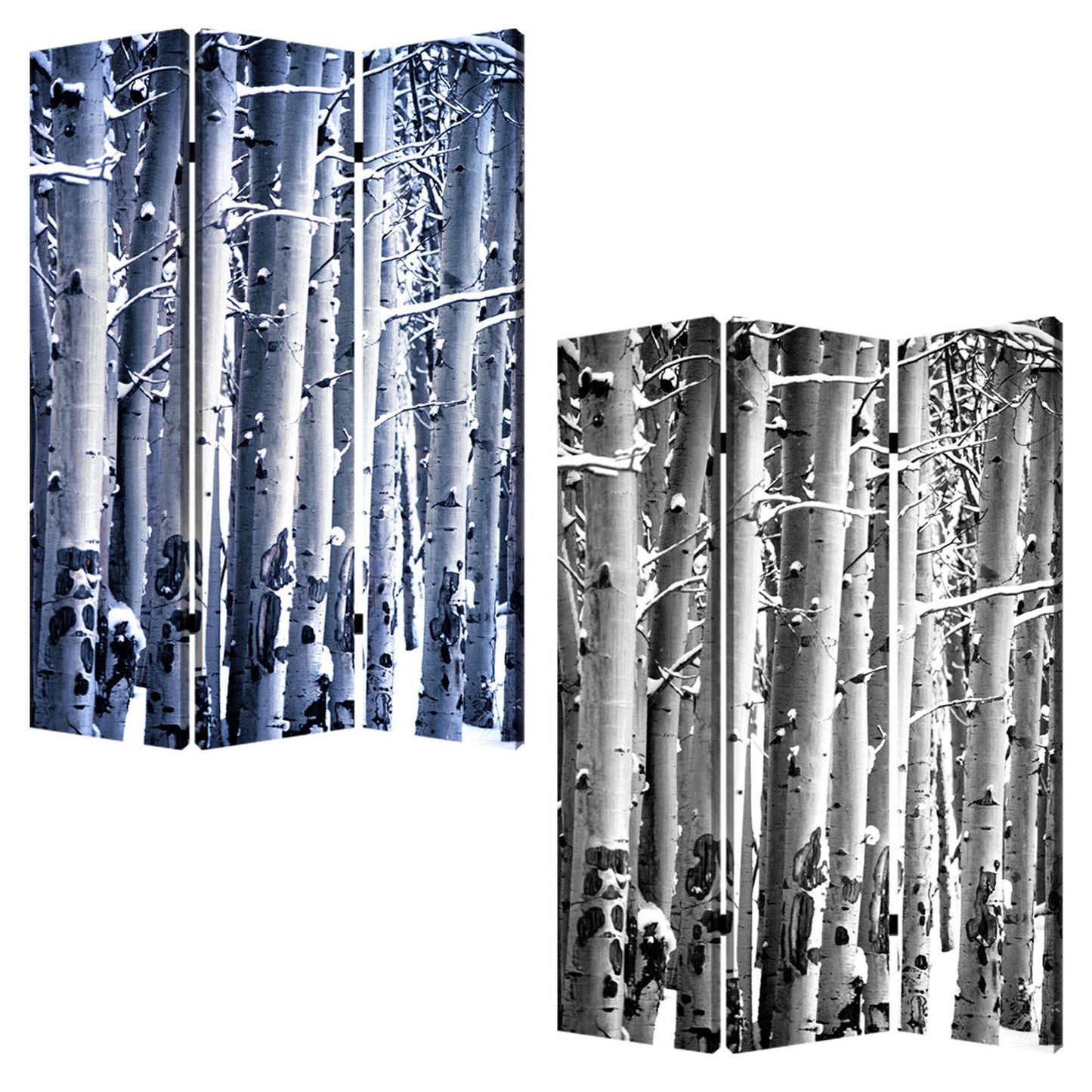 Multi Color Wood Canvas Birch Screen By Homeroots | Room Dividers | Modishstore - 3