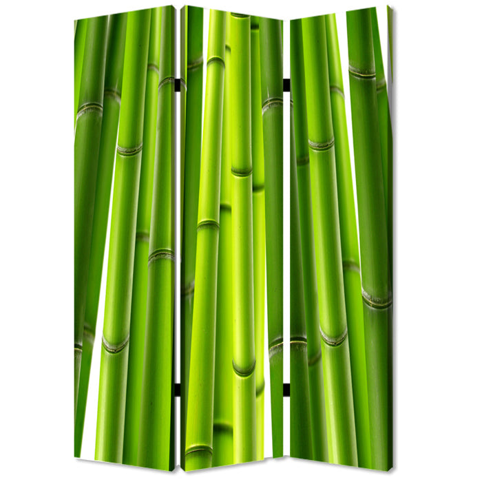 Multi Color Wood Canvas Bamboo Screen By Homeroots | Room Dividers | Modishstore - 2