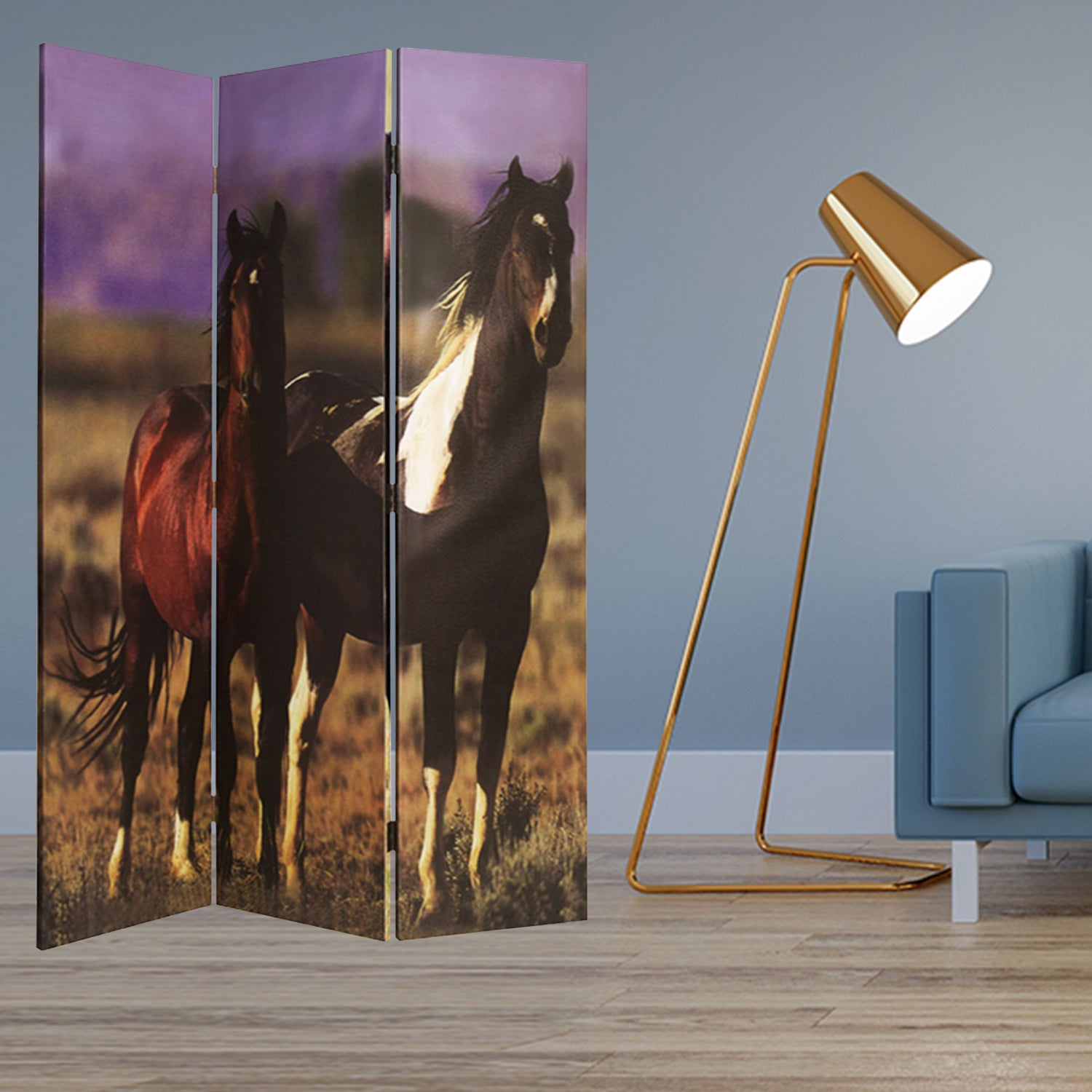 Multi Color Canvas Screen With Nurturing Mare By Homeroots | Room Dividers | Modishstore