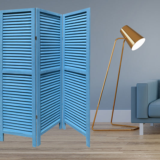 Blue Finish Wood Shutter 3 Panel Room Divider Screen By Homeroots | Room Dividers | Modishstore