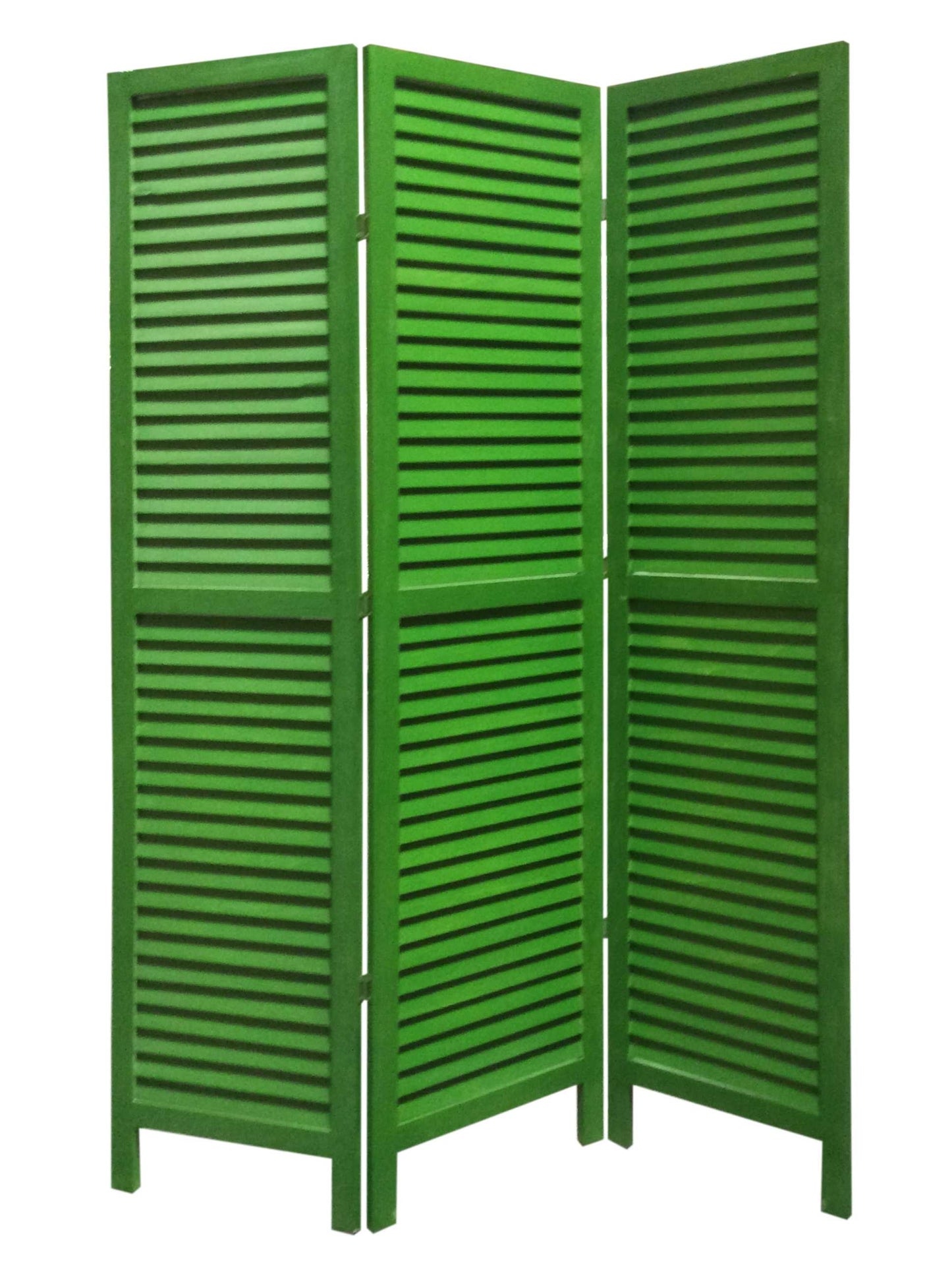 Green Wood Shutter -Screen By Homeroots | Room Dividers | Modishstore - 2