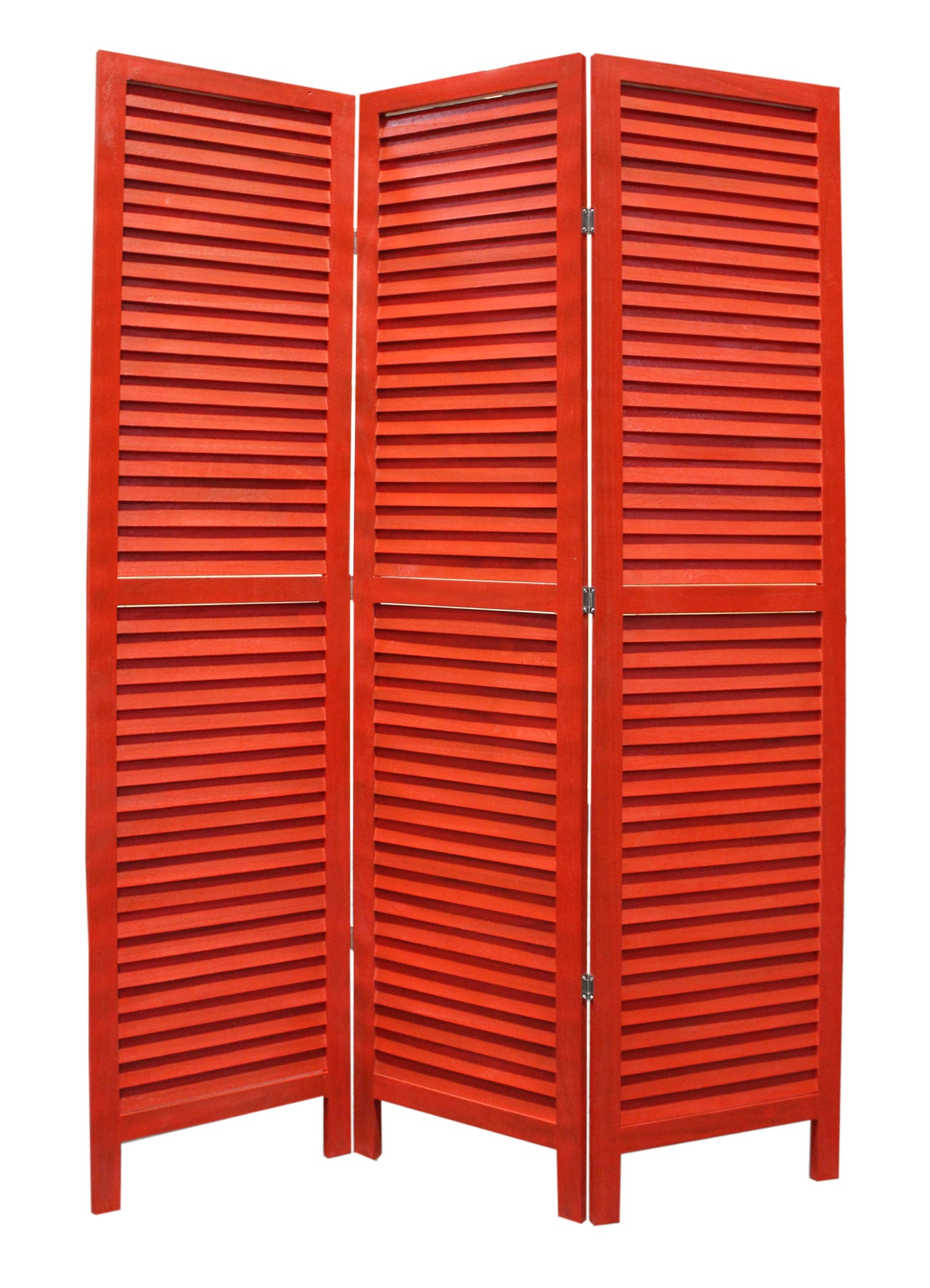 Red Wood Shutter -Screen By Homeroots | Room Dividers | Modishstore - 2