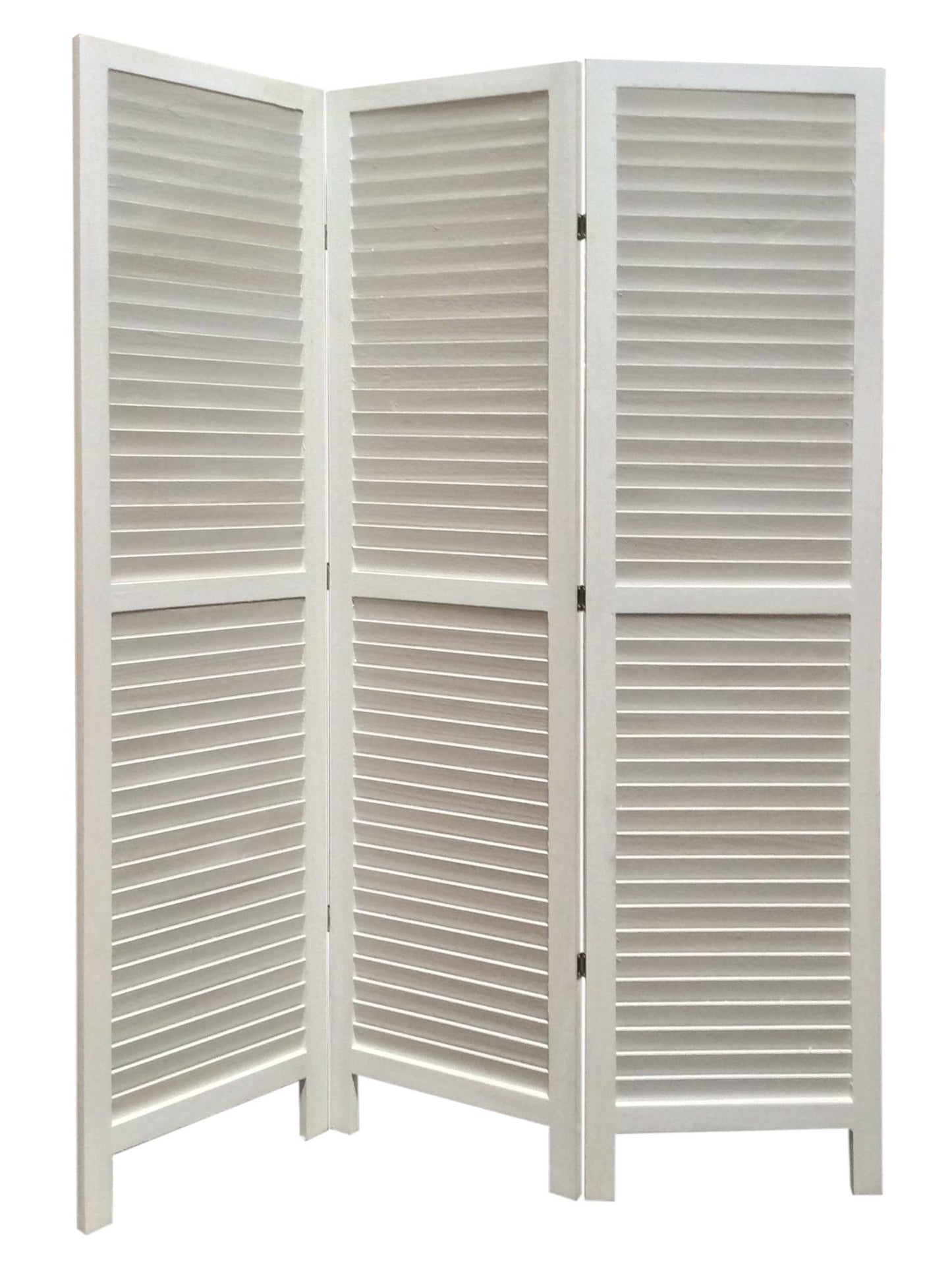 White Finish Wood Shutter 3 Panel Room Divider Screen By Homeroots | Room Dividers | Modishstore - 2