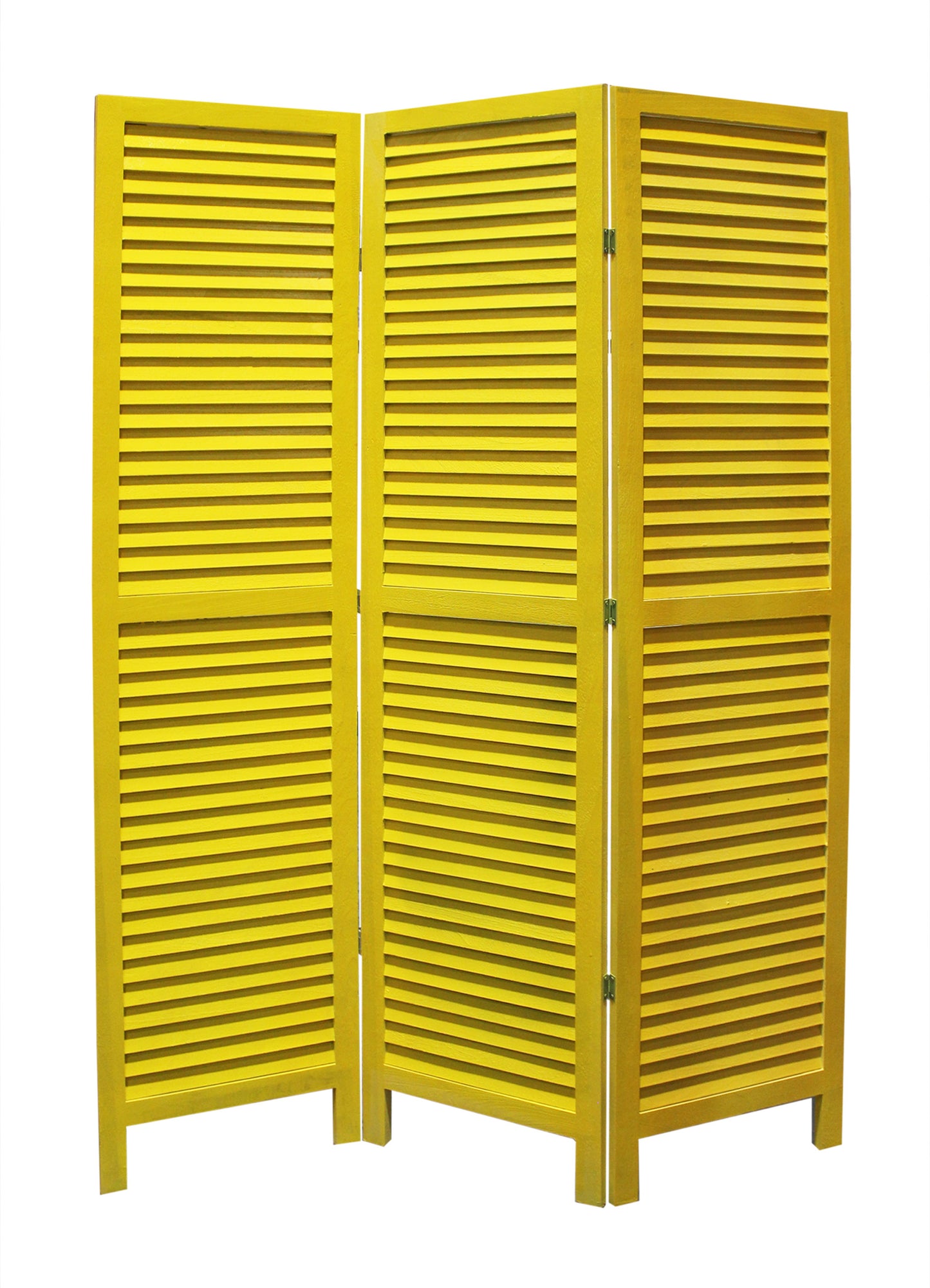 Yellow Wood Shutter - Screen By Homeroots | Room Dividers | Modishstore - 2