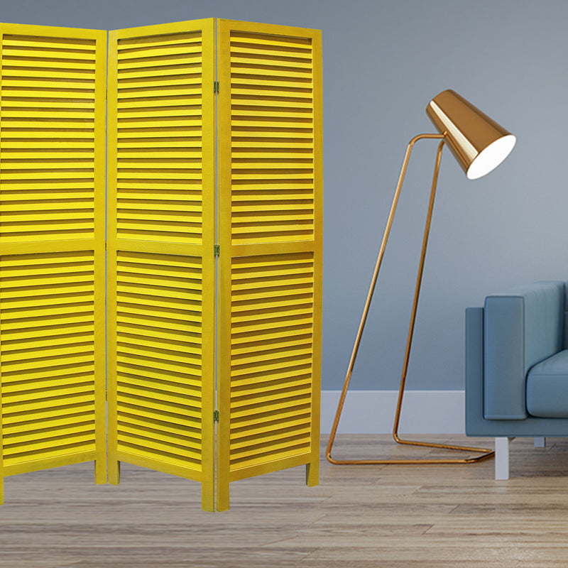 Yellow Wood Shutter - Screen By Homeroots | Room Dividers | Modishstore