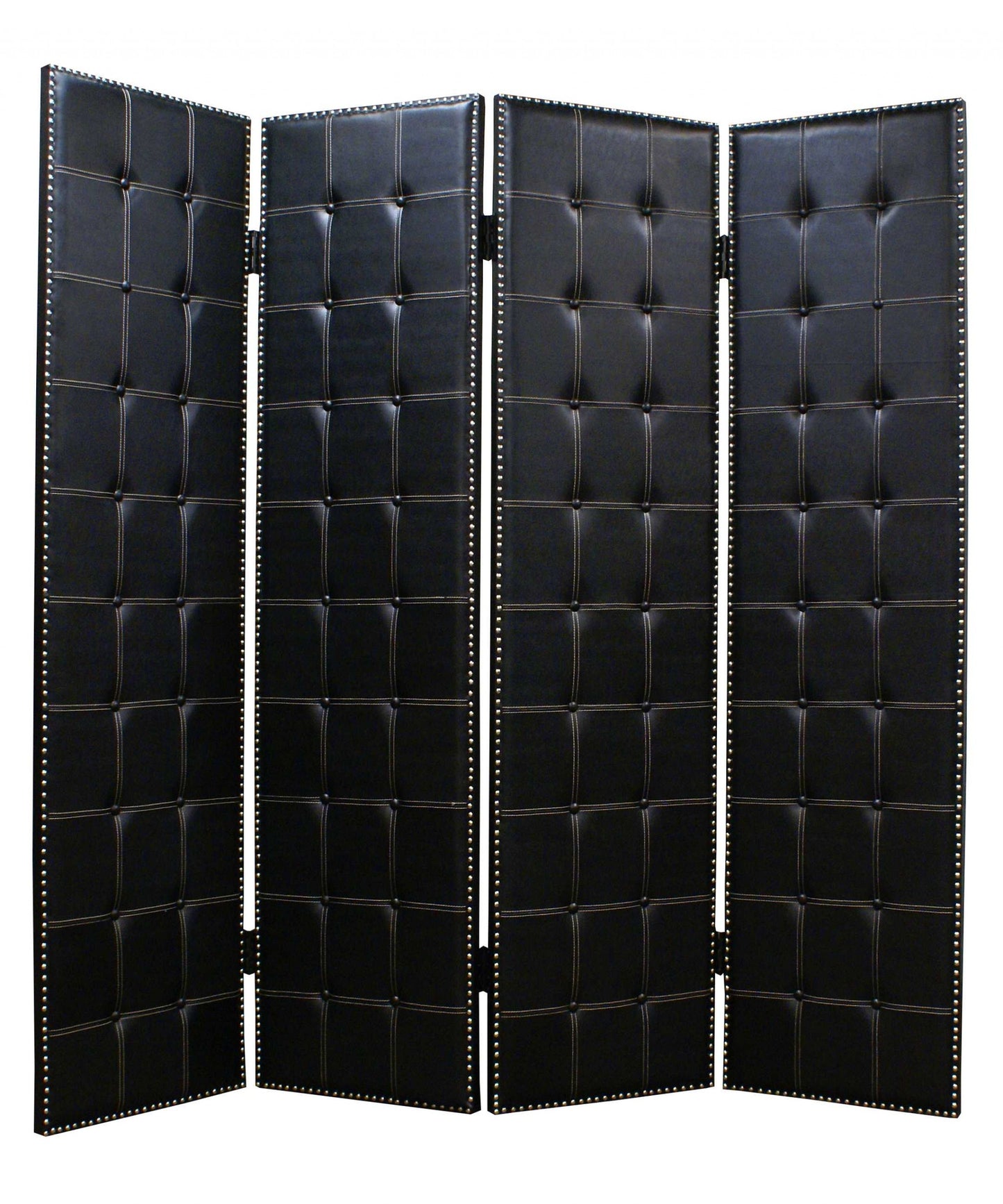 Black Faux leather Screen By Homeroots - 274733 | Room Dividers | Modishstore