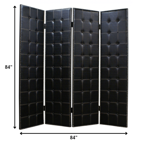 Black Faux leather Screen By Homeroots - 274733 | Room Dividers | Modishstore - 2