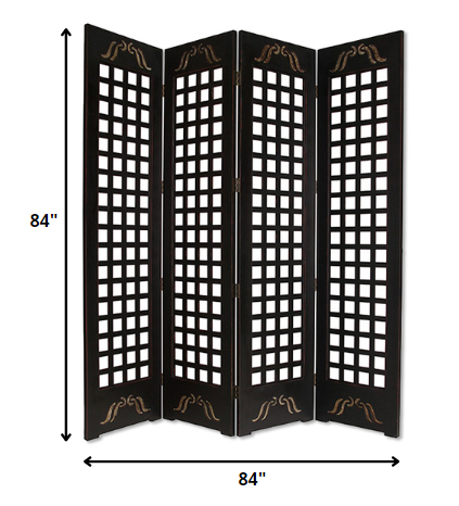 Brown Wood Omega Screen By Homeroots | Room Dividers | Modishstore - 2