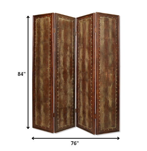 Brown Faux leather Screen By Homeroots - 274740 | Room Dividers | Modishstore - 2