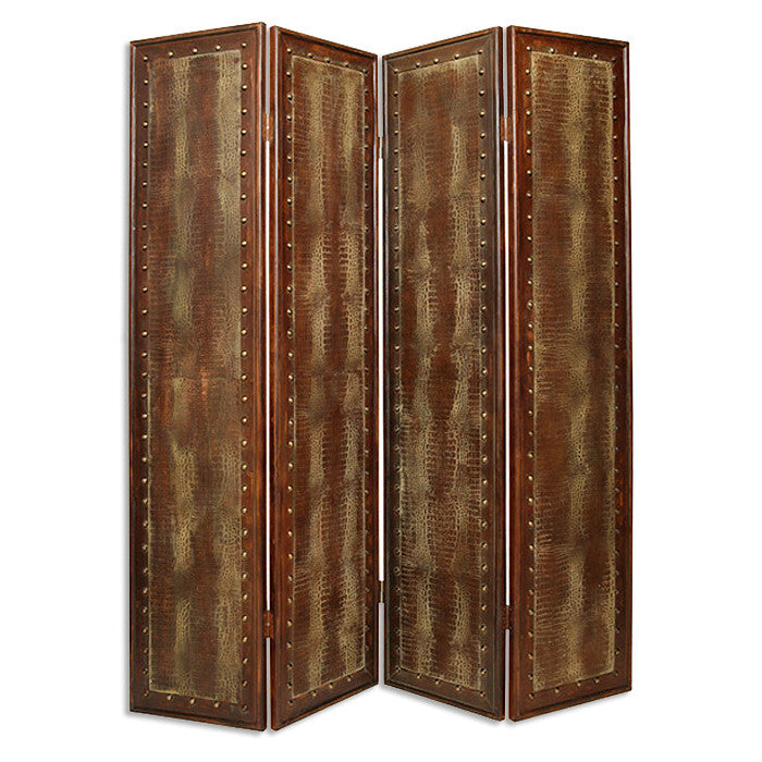 Brown Faux leather Screen By Homeroots - 274740 | Room Dividers | Modishstore - 3