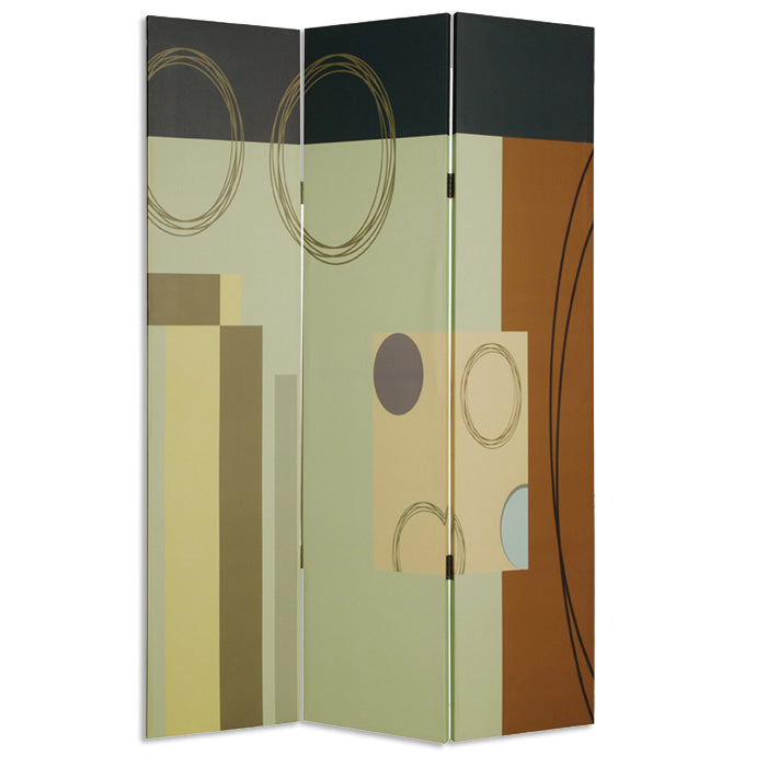 Multi Color Wood Canvas 3 Panel Screen By Homeroots - 274753 | Room Dividers | Modishstore - 2