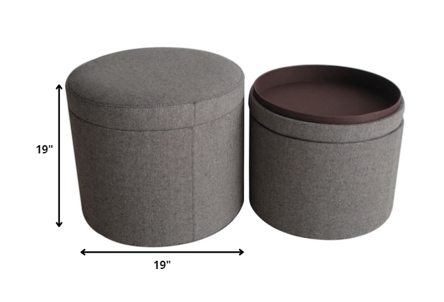 Gray Tweed Storage Ottoman By Homeroots | Ottomans | Modishstore - 2