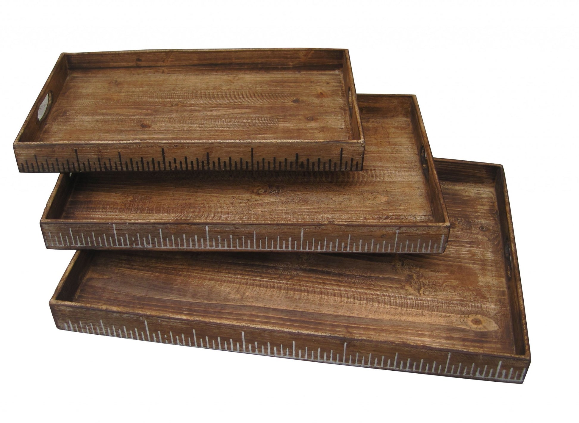 Brown Wood Tray Set By Homeroots - 274824 | Trays | Modishstore - 2